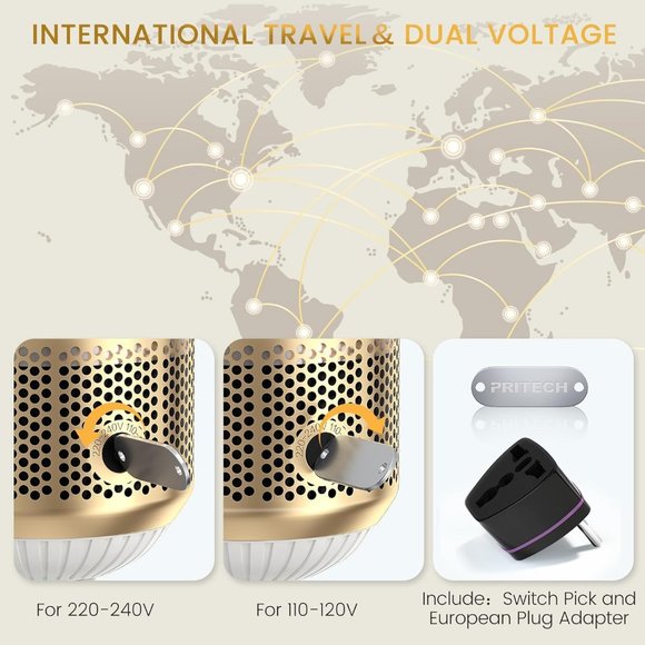 NEW PRITECH DUAL VOLTAGE 1000W CERAMIC IONIC HOT AIR BRUSH - 4 IN 1 STYLER - Picture 5 of 11